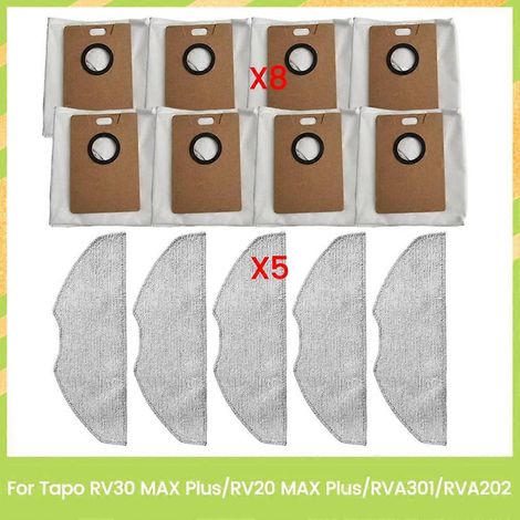 13 Zubehörteile für die Staubsauger Tapo RV30 MAX Plus, RV20 MAX Plus, RVA301, RVA202: Staubbeutel und Reinigungstuch. (1/5)
