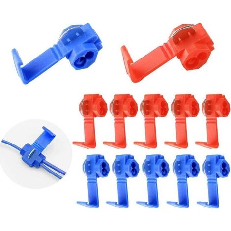 Connecteur Derivation Rapide - 60 Pièces (30 Rouge 0.5-1.0 mm² + 30 Bleu 1.0-2.5 mm²) - Sans Dénudage Ni Soudure - Pour Câblage Électrique Domestique et Industriel (1/4)
