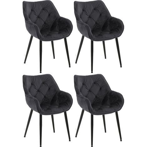 Lot de 4 chaises en velours et métal noir avec accoudoirs design élégant et confortable 100007592 (1/5)