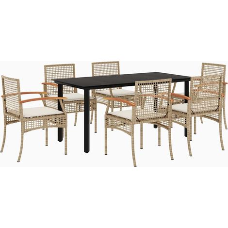 Maison Exclusive - Set comedor de jardín 7 pzas con cojines ratán (1/5)