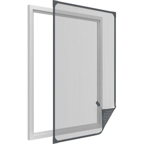 Moustiquaire de fenêtre magnétique anthracite 120x140 cm – PVC et fibre de verre – Autocollante avec connecteurs d'angle – Easy Life (1/5)