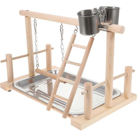 1 Ensemble de jeu pour oiseaux, perchoir, parc de jeux en bois, structure d'exercice, bâton de jeu debout (1/5)