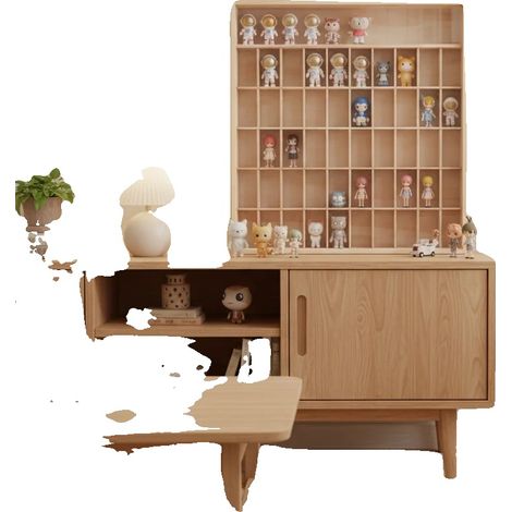 Soporte de exhibición para figuritas, 59,6 × 62,6 cm, 50 compartimentos, madera y acrílico, 6 niveles, diseño para montaje en pared. (1/5)