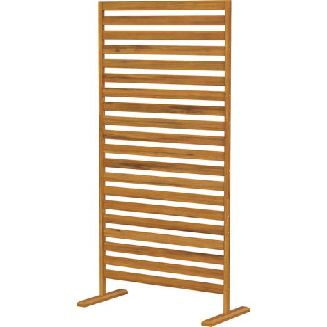 Brise-vue Bois Lamelles Claustra Paravent Extérieur Autoportant 80x40x170cm Marron