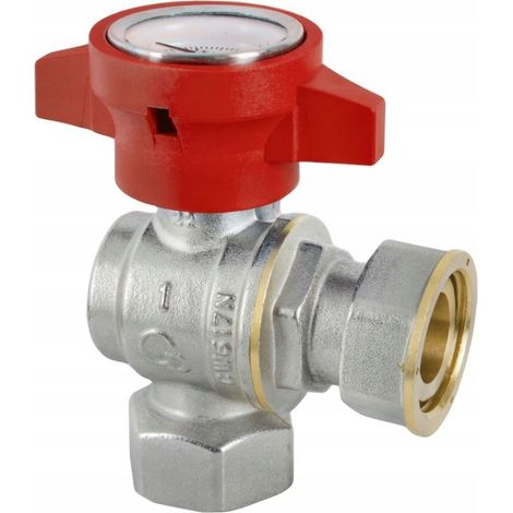VÁLVULA DE ÁNGULO 1" CON MEDIO TORNILLO HEMBRA Y TERMÓMETRO ROJO ESPAÑOL (1/2)