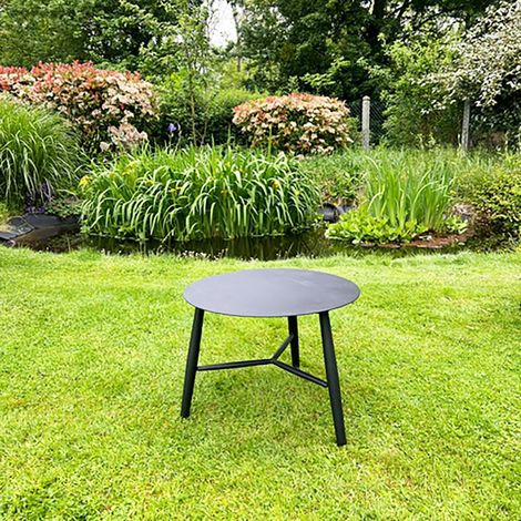 Table basse de jardin en aluminium noir Ø 75 cm STOCKHOLM (1/3)