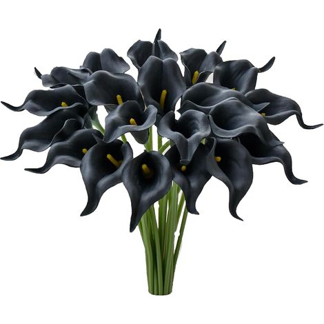 Fleur Artificielle Calla Lily - Hauteur 34 cm - Diamètre Tête 7,6 cm - Matière Polyuréthane Souple - Décoration Intérieure Mariage Fête Maison - Lot de 20 Pièces (1/5)
