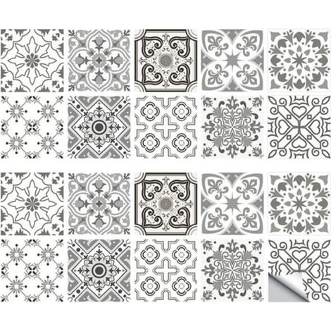 Lot rétro gris carreaux adhésifs déco cuisine bureau imperméable stickers muraux (1/5)
