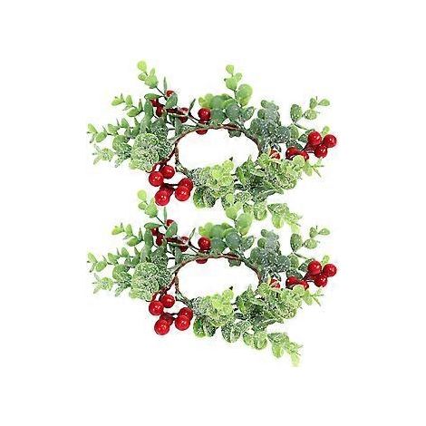 Stück Mini-Weihnachtskranz mit roten Beeren, Weihnachtskranz für die Haustür, Kerzenringe für Säulen, Serviettenringe