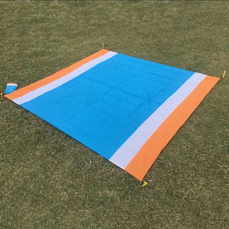 Manta de playa de 200 x 210 cm con 4 estacas de fijación para picnics en la playa, acampadas, picnics y otras actividades al aire libre. (1/2)