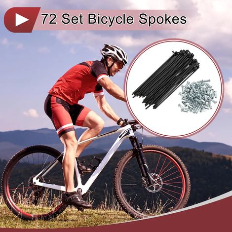 72 jeux de rayons de vélo 12G, 136 mm, acier au carbone, noirs (1/4)