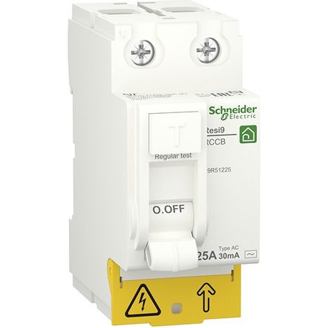 Schneider Electric – Différentiel résidentiel 2P 30mA 25A – Pour montage sur rail DIN – Tension 230VAC – Protection contre les surcharges et courts-circuits