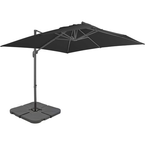 Sonnenschirm mit Tragbarem Sonnenschirmständer Anthrazit