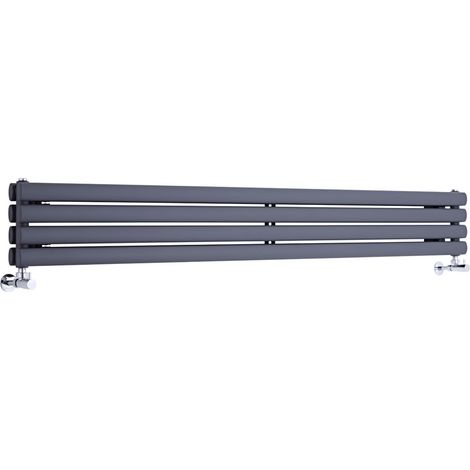Milano Aruba Anthracite Horizontal Double Oval Panel Radiator - 236mm x 1790mm (1/5)