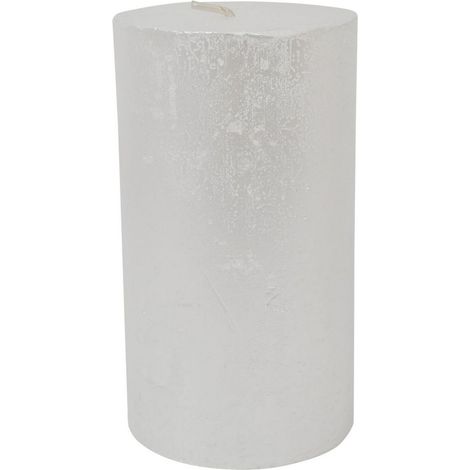 Libra Rustica Pillar Candle - Paraffin - L7 x W7 x H12 cm - Pearl/White