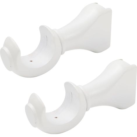 lot de 2 supports de tringle à rideaux, bois, blanc, pour tube 35,5 mm, fixation murale, salon chambre