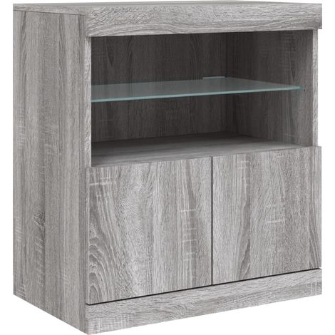 Aparador buffet cómoda armario mueble organizador cocina salón salón con luces LED Sonoma 60 x 37 x 67 cm gris 020030080