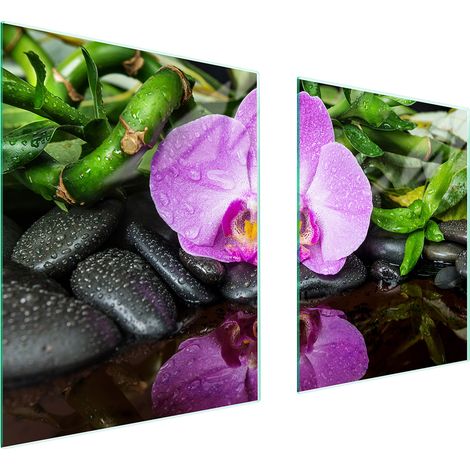 GLASSCHUTZPLATTE FÜR HERD 85x52 ORCHIDEE (1/5)