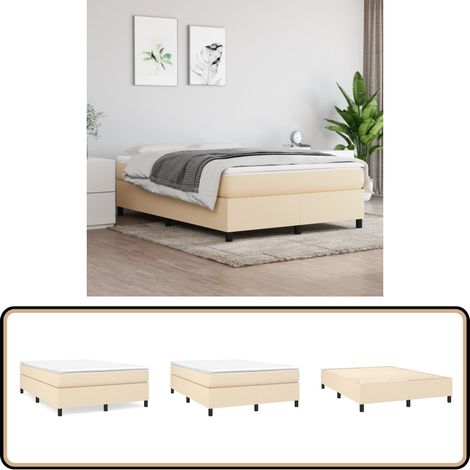 Cadre de lit sans matelas crème 140x190 cm tissu - Cadre De Lit - Lit Simple - Lit Crème - Literie - Meuble Chambre