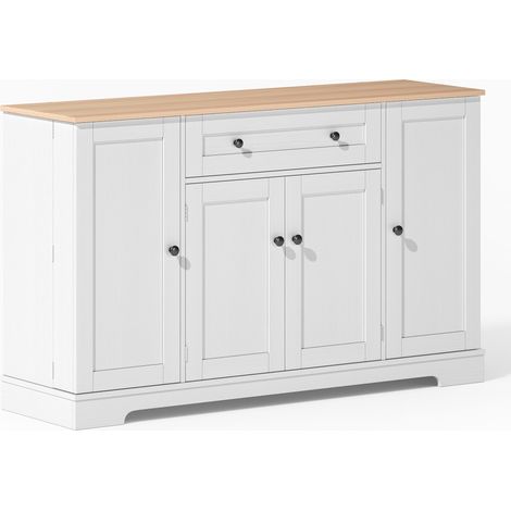 Aparador de cocina multifuncional 138 cm con cajón, 4 puertas y estantes ajustables de MDF HOMVRA (1/5)