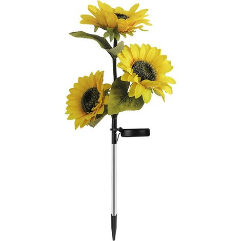 Lampes solaires tournesol d'extérieur à 3 têtes de tournesol, LED, pour la décoration de terrasse, pelouse, jardin et allée. (1/5)