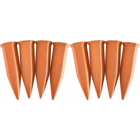 Bewässerungskegel, Terrakotta, 8er-Set, für 1,5-l-Haustierflaschen, Pflanzgefäße und Topfpflanzen, Terrakotta