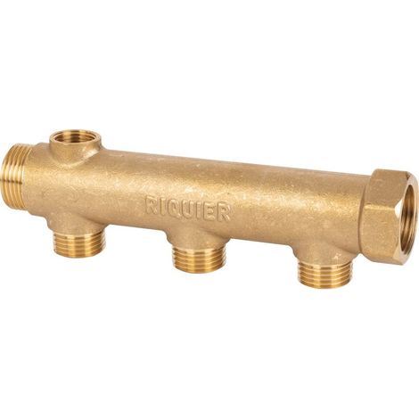 Collecteur 3 sorties - MF 3/4' - M 1/2' - Avec prise de purge F 3/8' - Riquier