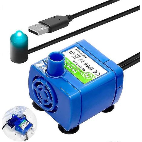 Pompe à eau submersible pour animaux, pompe pour fontaine à eau pour animaux, pompe de remplacement avec port USB pour fontaine à eau pour chat (1/4)