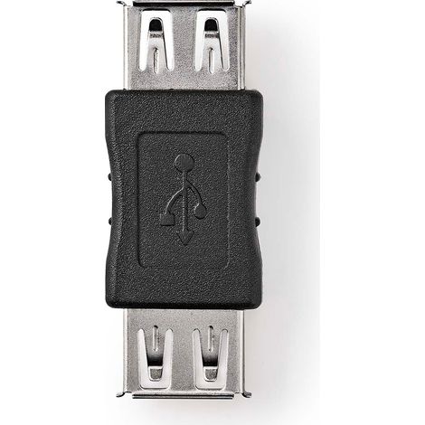 Adaptador USB-A USB 2.0 USB-A hembra USB-A hembra 480Mbps Redondo Niquelado PVC Negro Caja (1/3)