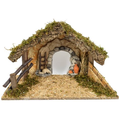 Capanna decorativa natalizia con anfore e pecorelle per presepe (1/2)