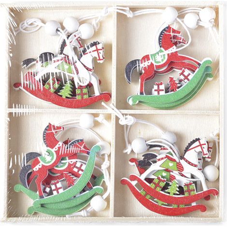 MINKUROW 12 Piezas De Madera Diy Árbol De Navidad Colgante Decoración, Madera Árbol De Navidad Colgantes Set, Muñeco De Nieve/Reno/Papá Noel Diy Navidad Colgantes C-Tag (1/4)
