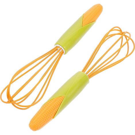 Stück 10 Zoll Silikon-Rotations-Eierquirl, manueller Eierquirl, Sahne-Schneebesen, Buttermixer, Teigmischer für Küche und Haushalt (Orange)-26X7CM-Orange (1/2)
