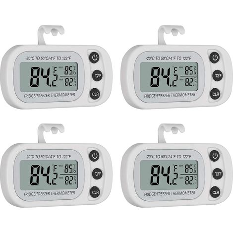 4 Pack IPX3 Waterproof Digital Thermometer with LCD Display Max/Min Recording Function Wireless Fridge Thermometer for Fridge Home Kitchen (1/5)