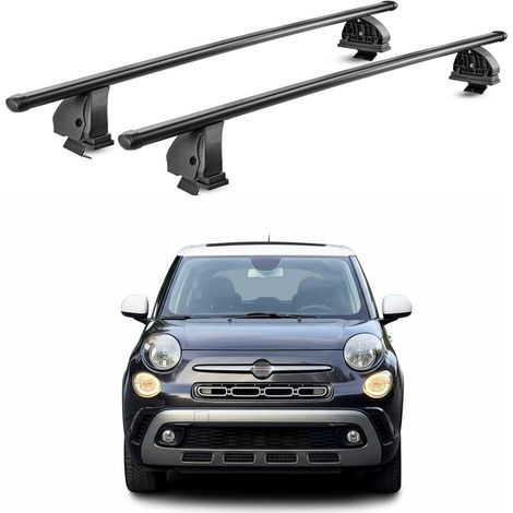 OMAC Stahl Dachträger Querträger Fiat 500L / 500L Living 2012-2022 – TÜV / DIN 75302:2019 – Abschließbar – Max. 75 kg – 2 Stangen – Schwarz (1/5)