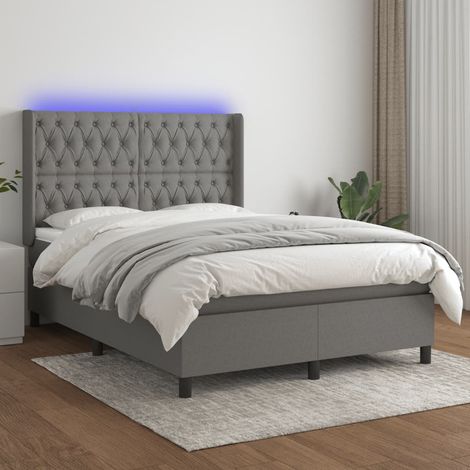 vidaXL Lit à ressort LED avec tête de lit 140 x 190 cm tissu (1/5)