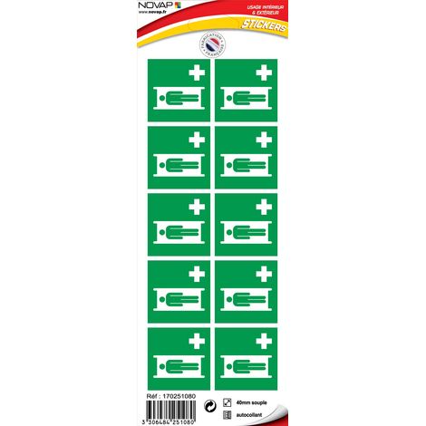 Planche 10 Pictogrammes 40X40mm - Civière - 4251080