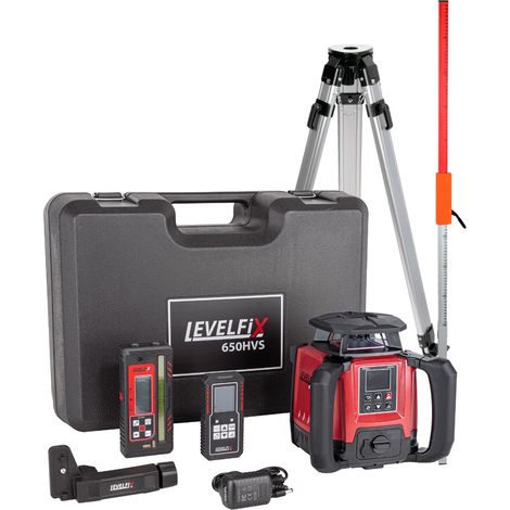 Laser rotatif Levelfix 650HVS multifonction rouge - Set 1 avec Trépied 1,8 m + Mire de mesure - NETIM - 554641