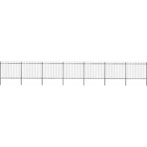 Clôture de jardin Brise vue Panneau de clôture avec dessus en lance Acier 11,9 x 1,5 m Noir 20384 (1/4)