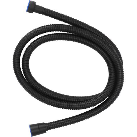 Flexible de douche de 150 cm (59 po) en acier inoxydable résistant à la chaleur, extra long et antidéflagrant, pour salle de bain, noir. (1/5)