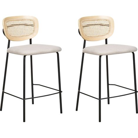 Set mit 2 Barstühlen MAYETTA Rattan Hellbeige