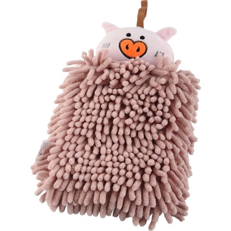 Mikrofaser-Handtuch für Kinder, weich und saugfähig mit Aufhängeschlaufe für Bad, Küche und Toilette (Schweinemotiv) (1/5)