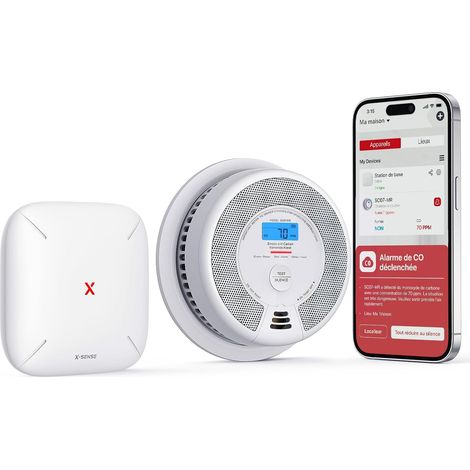 Détecteur de Fumée et de Monoxyde de Carbone (CO) Connecté, Kit de Sécurité pour la Maison avec Station de Base, Compatible avec l'Appli Home Security, (1/5)