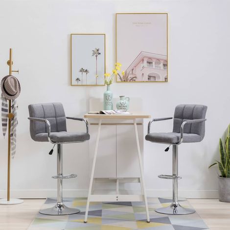 Chaises de bar 2 pcs Gris clair Tissu 3 (1/5)