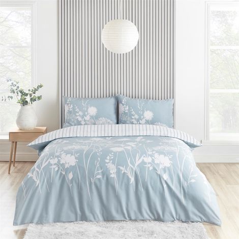 Catherine Lansfield Meadowsweet Floral Seaspray Blue Duvet Cover Set Double Bedding Set (1/5)