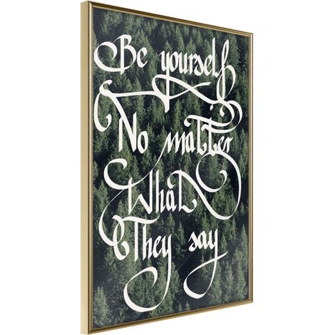 Affiche Murale Encadrée "Be Yourself" 30 x 42 cm Or