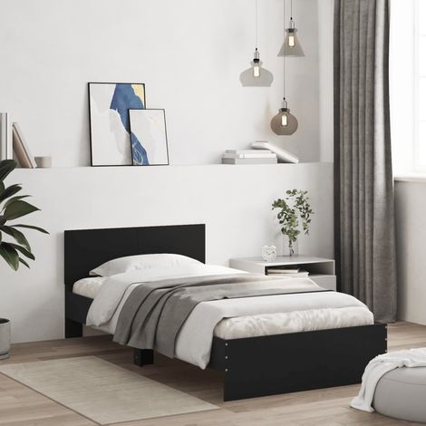vidaXL Giroletto con Testiera Nero 100x200 cm in Legno Multistrato