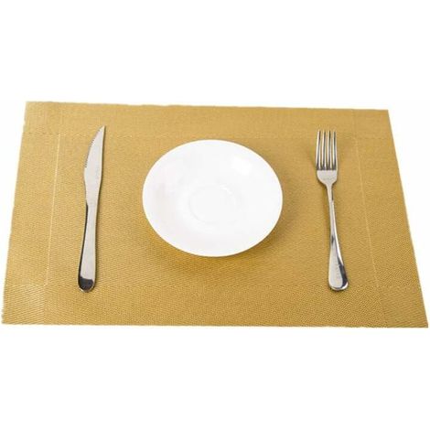 SHINING HOUSE Waschbare PVC-Tischsets, rechteckige Papier-Tischsets, rutschfest, verschleißfest, hitzebeständig, Dekorations-Tischsets (Gold) (1/4)