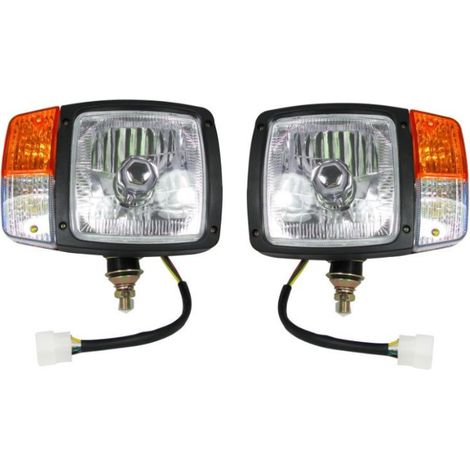 2er-Set kristallklare Scheinwerfer mit Kabel, mit Blinker und Positionslicht, für Traktor, Bagger, Mähdrescher, Radlader, Schnee