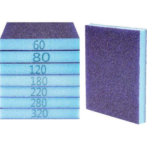 Lot de 8 éponges abrasives pour ponçage fin - Papiers à poncer sec et humide pour bois et métal (1/5)