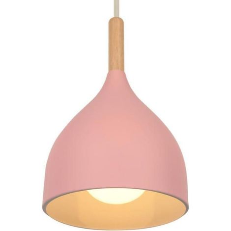 SMOTOP Pendelleuchte – Hellrosa – Metall & Holz – E27 1x60W Ø17cm (1/5)